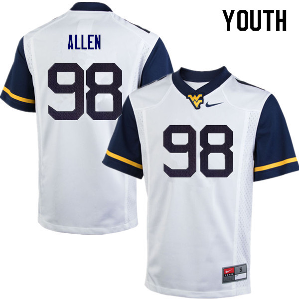 NCAA Youth Tyrese Allen West Virginia Mountaineers White #98 Nike Stitched Football College Authentic Jersey NV23C08ZC